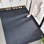 Entrance door mat in dark blue striped pattern, water and oil absorbent, anti-slip, suitable for indoor or outdoor use