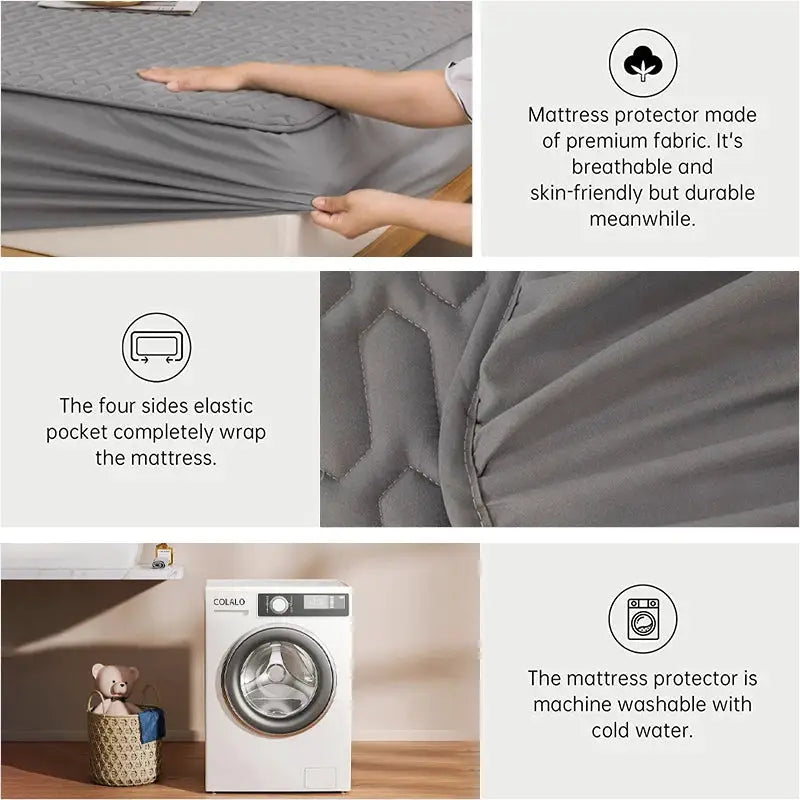 Simples Market waterproof quilted mattress protector with elastic fit; machine washable; fits 150/160/180x200
