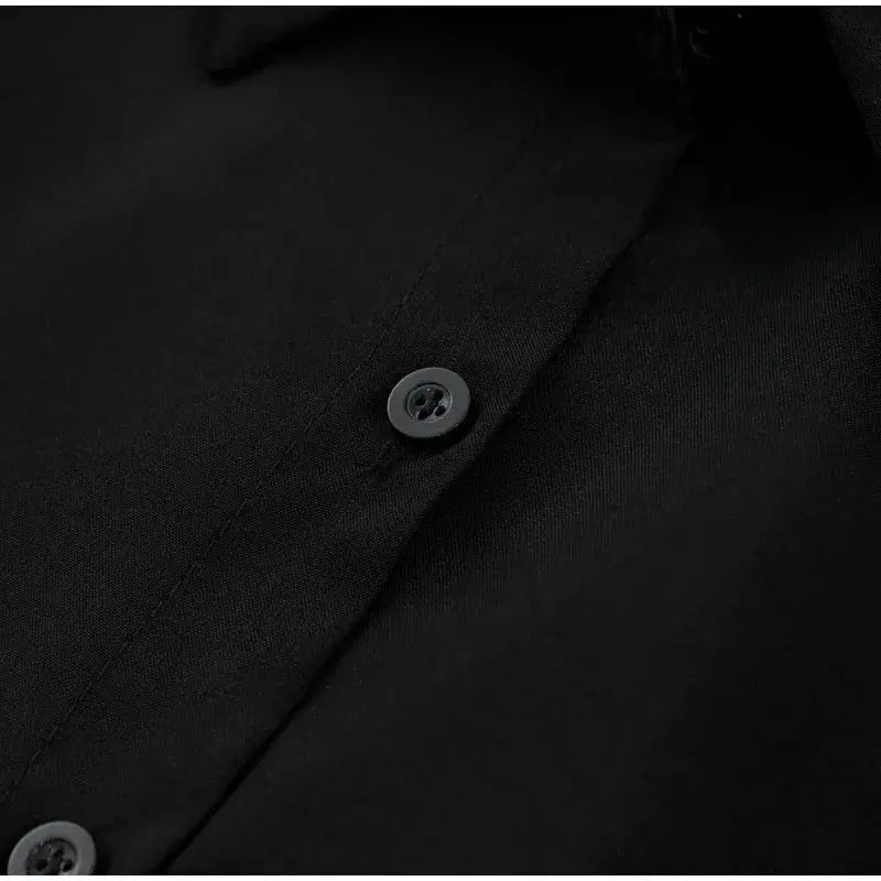 Women's black button-front blouse with lapel, single-breasted front by Simples Market