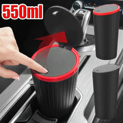 Simples Market universal car trash bin, 550ml, black ribbed cylinder with red lid for car interior organization