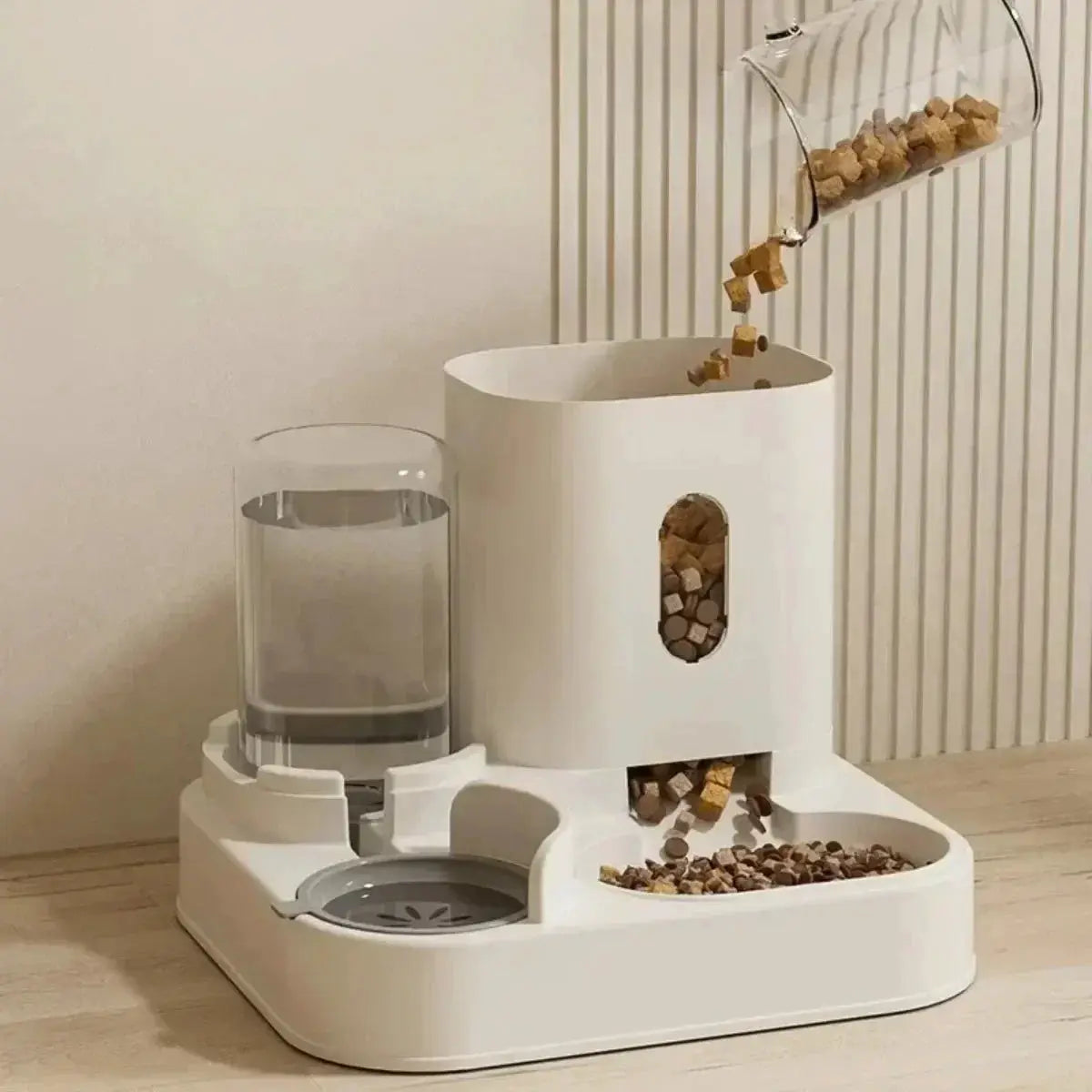 Automatic Pet Feeder For Dogs And Cats With Water Fountain Large Capacity Non Electric Gravity Dispenser
