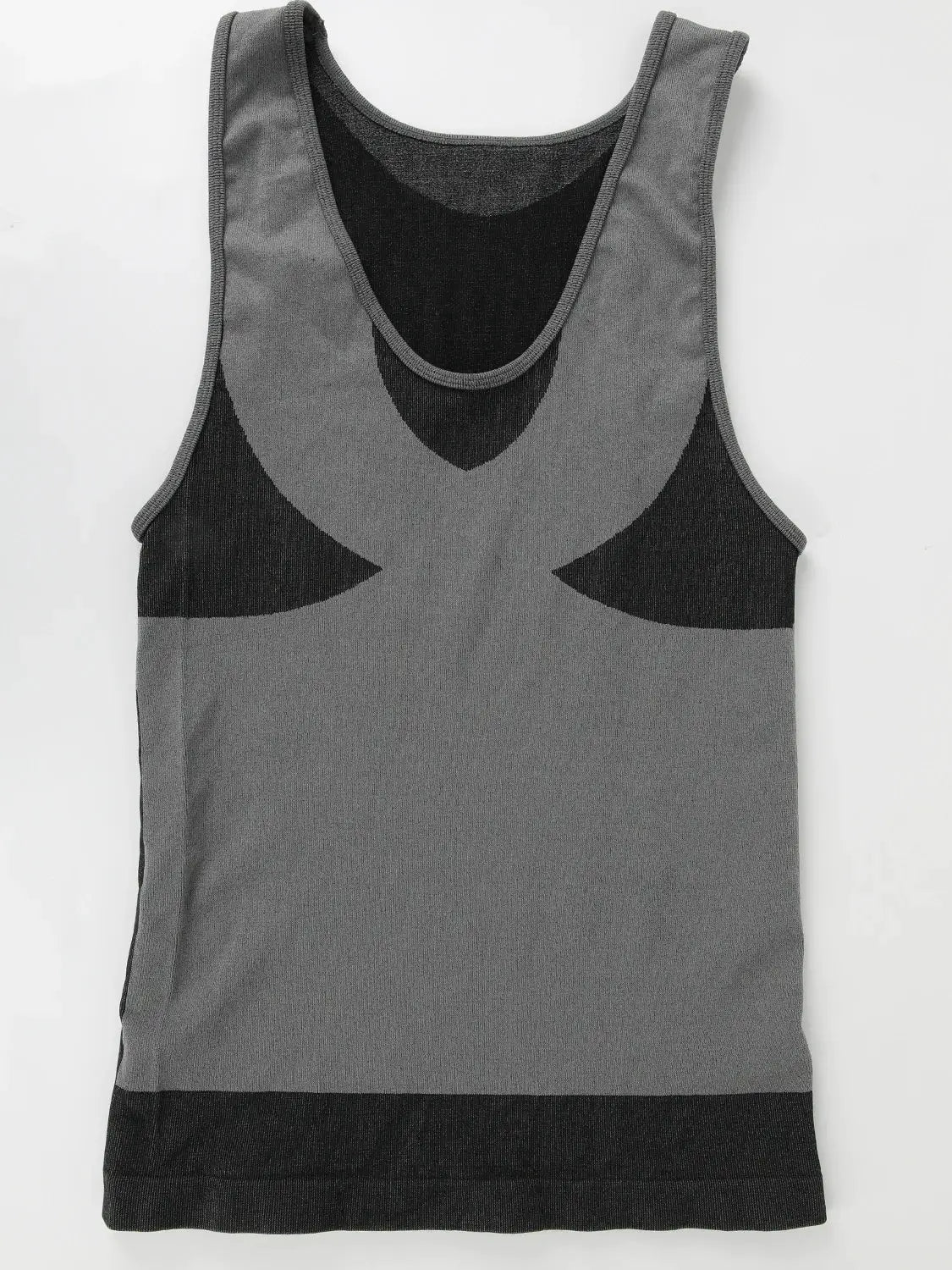 Men's shapewear compression tank top by Simples Market; gray with black contrast panels for tummy control.