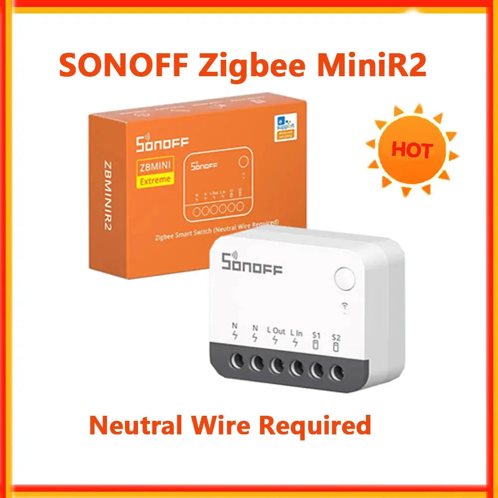 SONOFF ZBMINI2 Extreme Zigbee smart switch module by Simples Market; white external switch with terminals (2 items)
