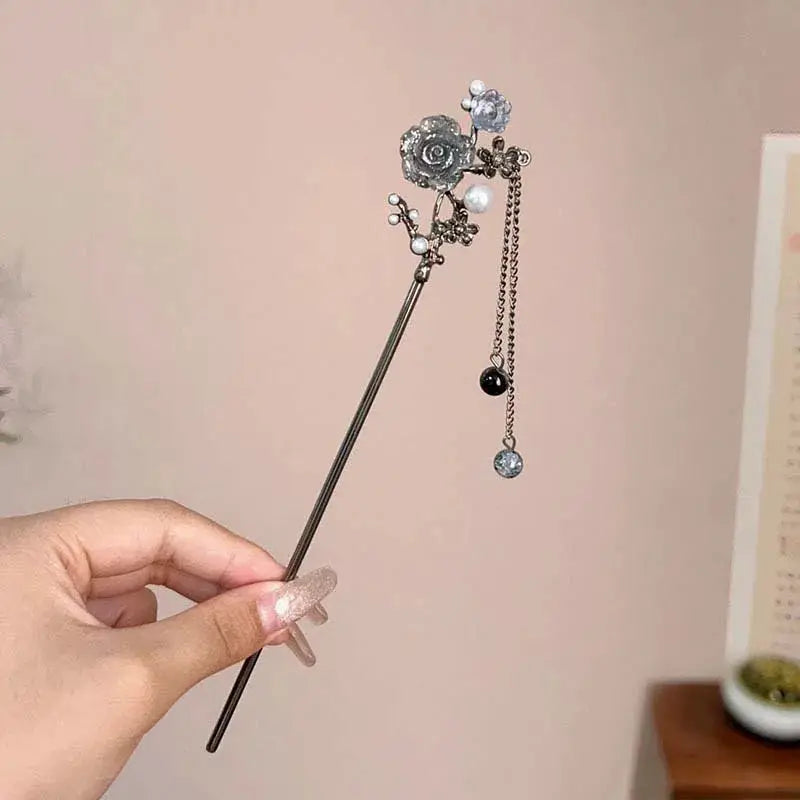 2026 Chinese Style Butterfly Flower Tassel Hair Stick For Women Vintage Metal Hanfu Chopstick Hair Accessories