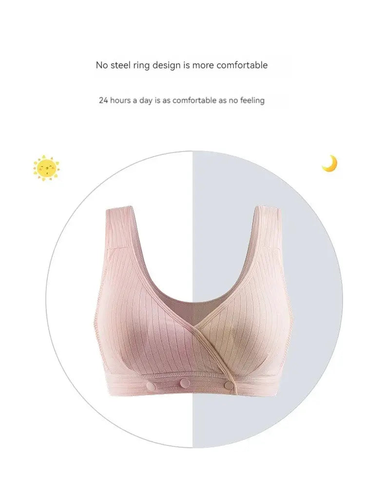Pink cotton ribbed bralette bra with front-closure, wireless vest-style underwear, 1–2 pcs