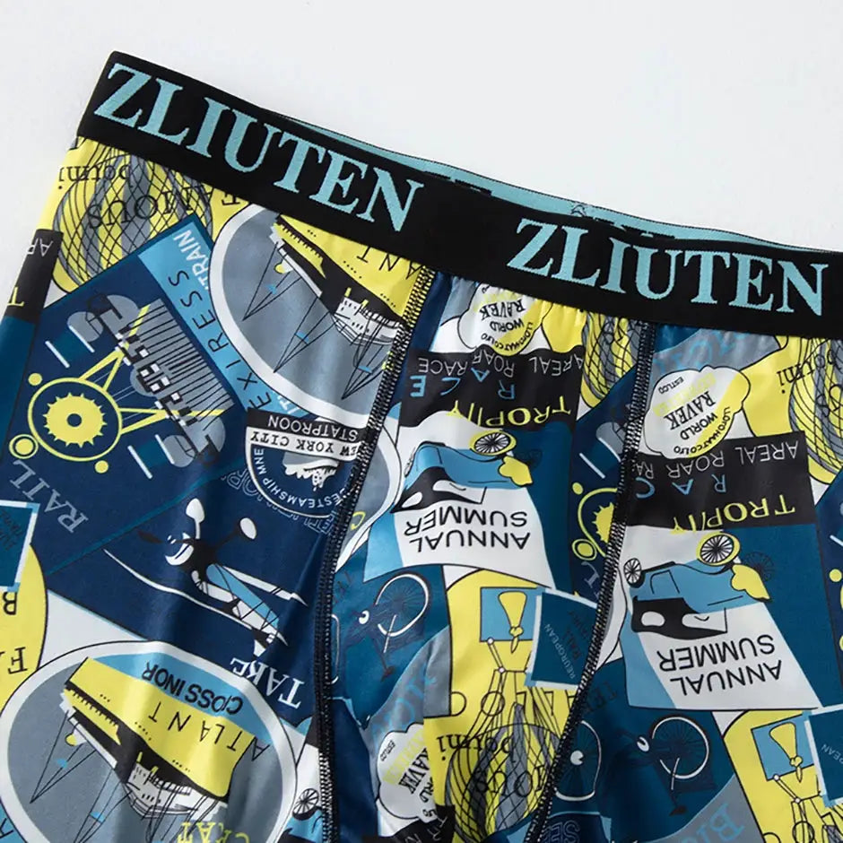 Men's boxer briefs by ZLIUTEN with a colorful graphic print and elastic waistband.