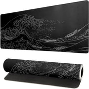 Japanese Sea Wave Large Mouse Pad Anime Black Gaming Extended Desk Mat 3mm Thick Non Slip Rubber Base