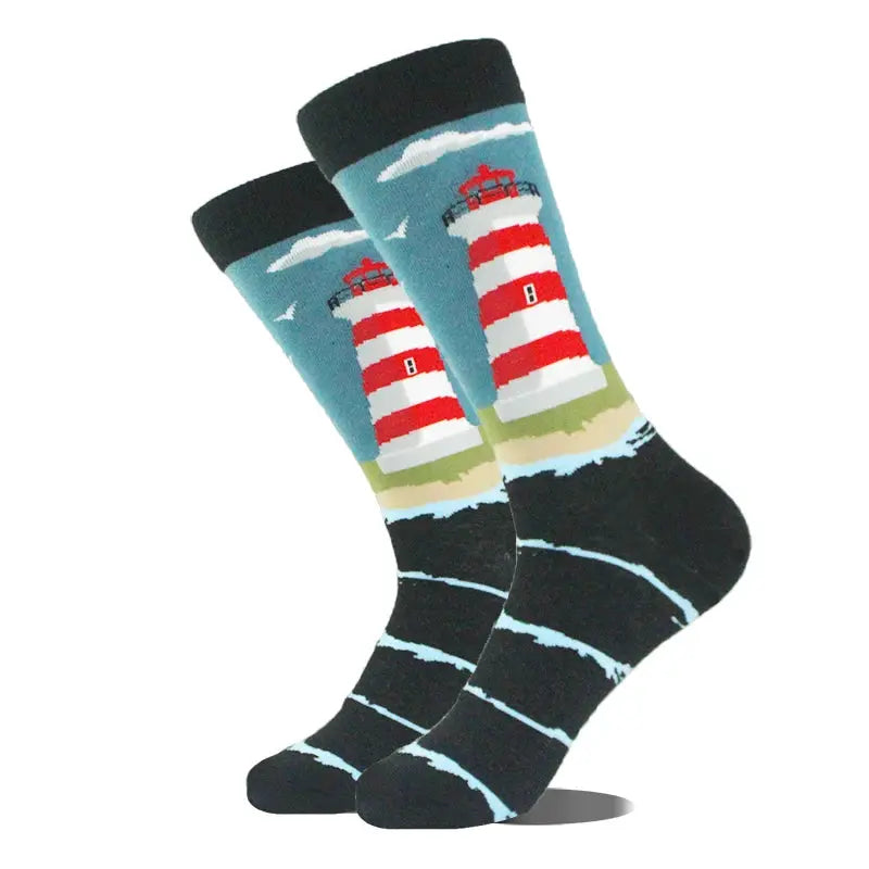 Cotton Happy Funny Socks For Men Women Unisex Crew Socks Alien Planet Shark Dinosaur Novelty Design