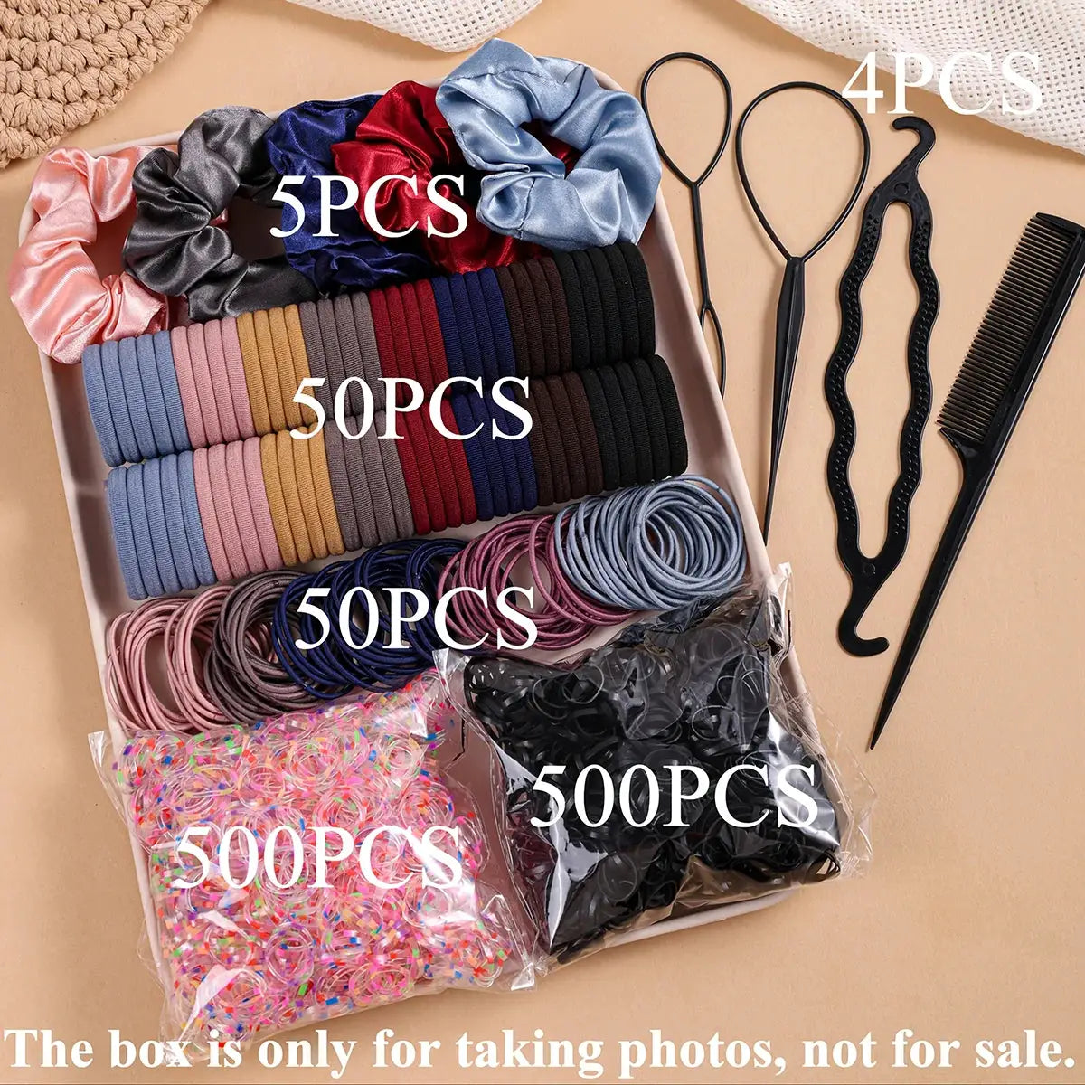 1109 Piece Women Hair Accessories Set For Dark Hair Elastic Seamless Ponytail Scrunchies Small Rubber Bands Headbands