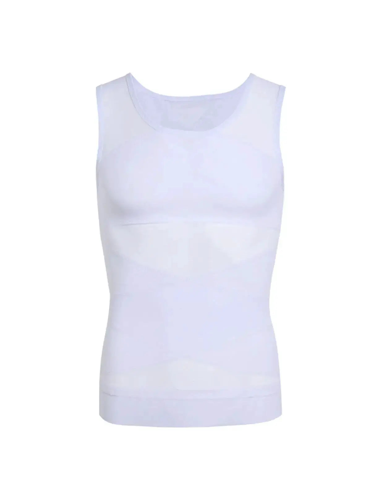 Men's white chest compression tank top by Simples Market; slim-fit for chest and belly.