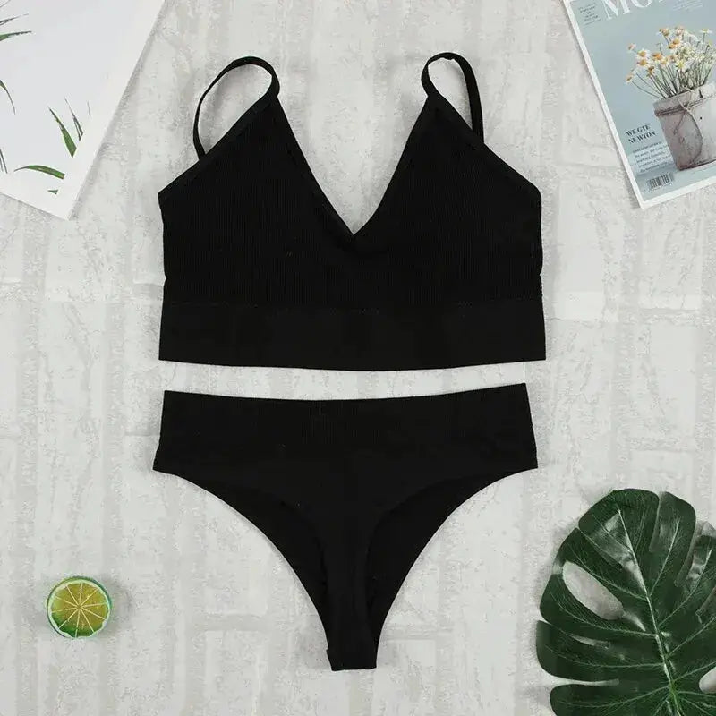 Velvet Lace Seamless Padded Bralette And G String Set For Women Wireless Comfort Everyday Wear