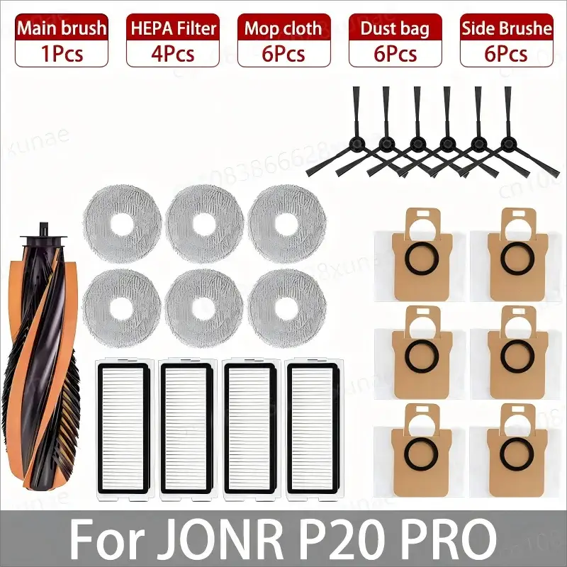Replacement Main Side Brush HEPA Filter Mop Cloth Dust Bag For JONR P20 Pro And T5 Pro Robot Vacuum Cleaner Accessories