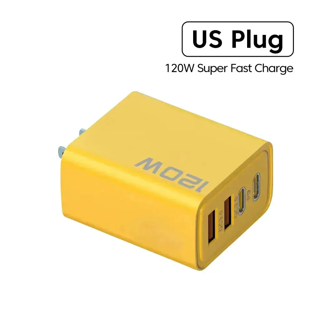 Four Port USB C PD Charger With Quick Charge 3.0 Type C Fast Charging For iPhone 16 15 Samsung Xiaomi Huawei