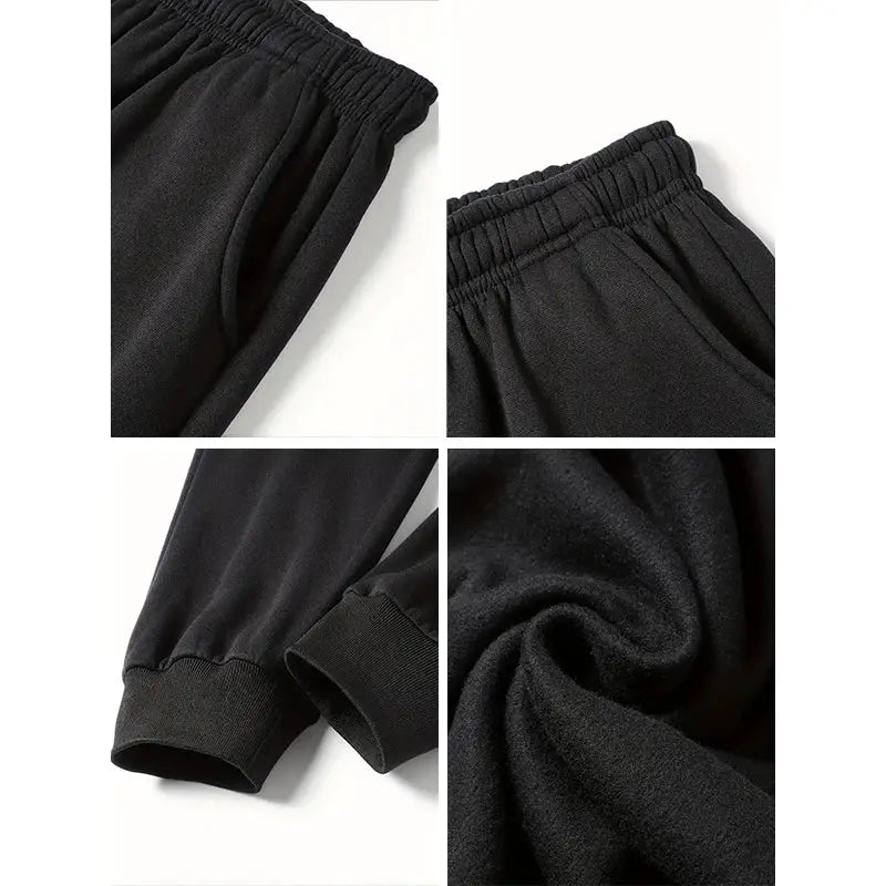 Men's Paris printed sweatpants by Simples Market, black with elastic waistband and ribbed cuffs