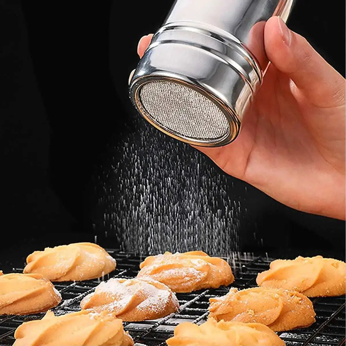 Stainless Steel Powder Dispenser Dust Shaker For Cocoa Cinnamon Powdered Sugar Salt Pepper Spices