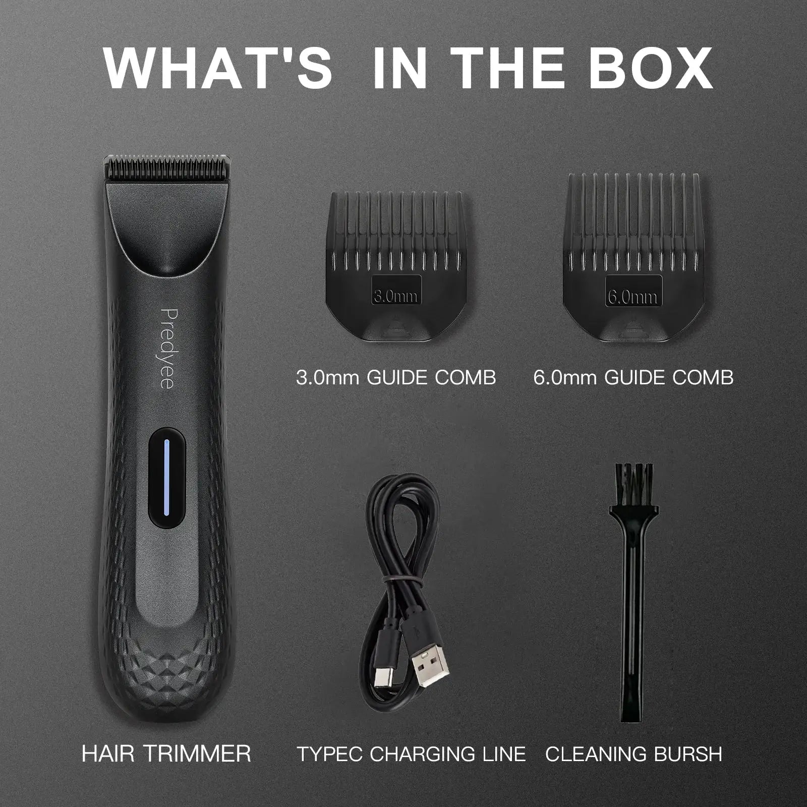 Simples Market electric groin trimmer for men with waterproof body and replaceable ceramic blade; 3.0mm 6.0mm combs