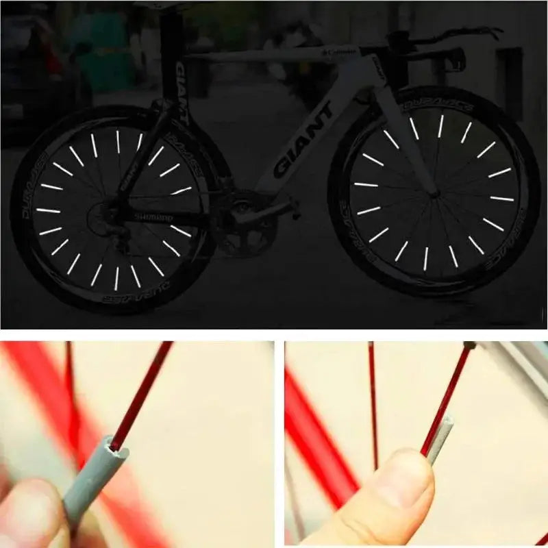 12 Pack Reflective Mount Clips For Bicycle Wheel Spokes Spoke Reflector Strips For MTB Bike Night Visibility