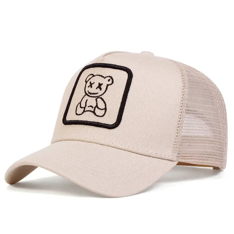 Unisex XX Little Bear Embroidered Baseball Net Cap For Spring And Summer Outdoor Adjustable Sunscreen Hat