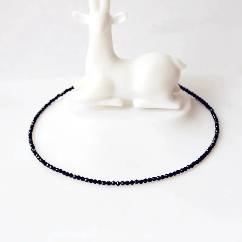 Pretty Fad Black Bead Short Copper Stone Choker Necklace For Women Elegant Party Jewelry