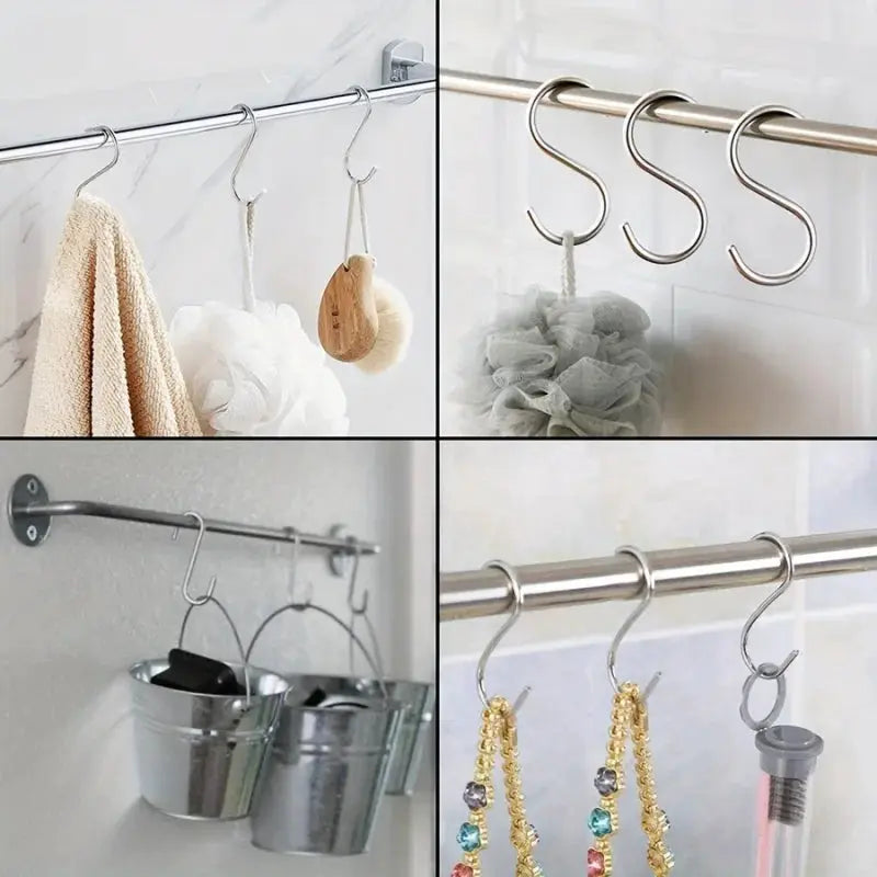10 Pack Heavy Duty Stainless Steel S Hooks With Anti Scratch Caps Adjustable Wall Mounted Organizer For Accessories
