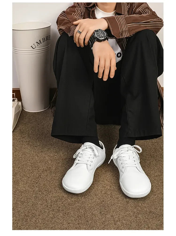 Wide version barefoot shoes; white lightweight walking sneakers for men and women