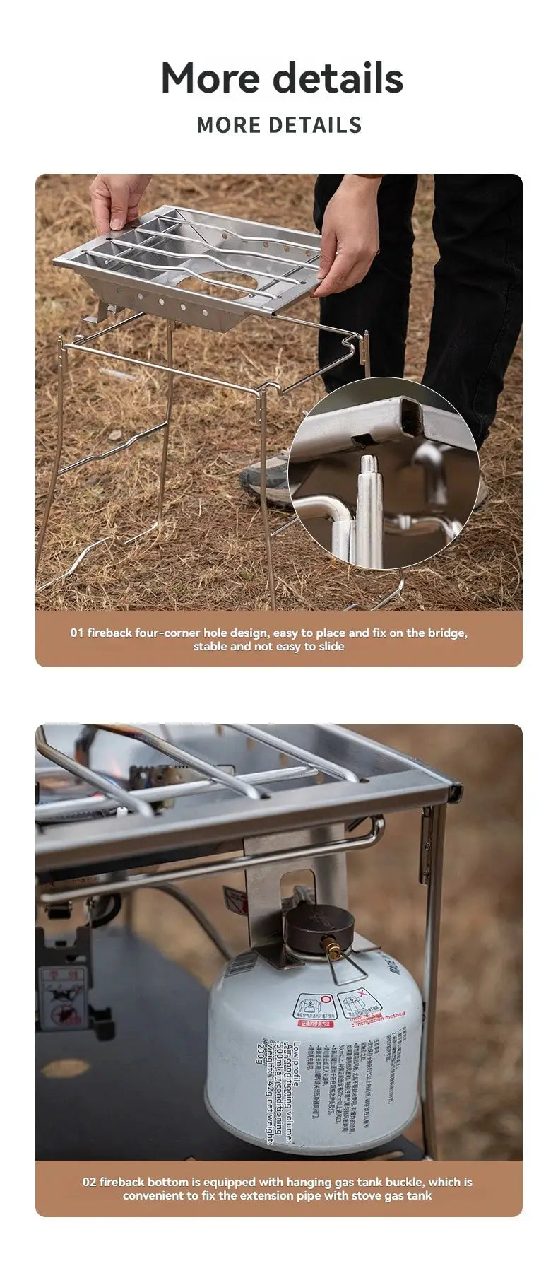 CK-25PG stainless steel camping furnace plate frame by Simples Market, windproof Korean-style IGT setup