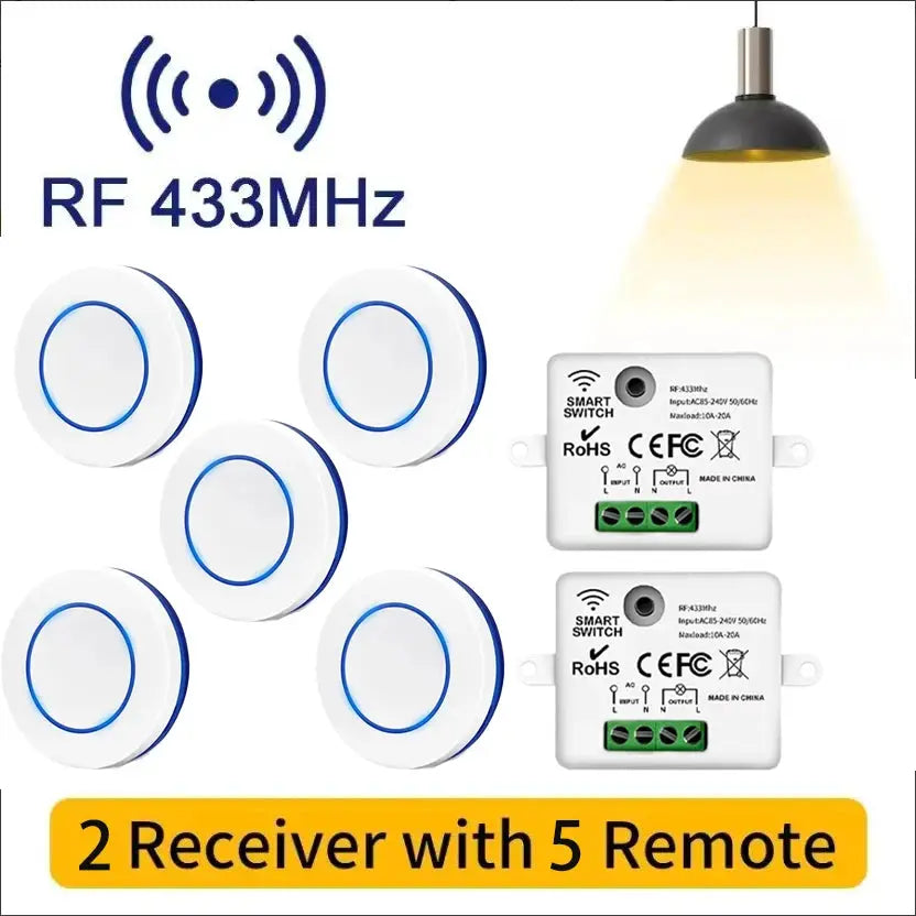 RF 433MHz Wireless 10A Relay Light Switch 220V 110V Mini Round Button Wall Panel Switch For LED Lamp