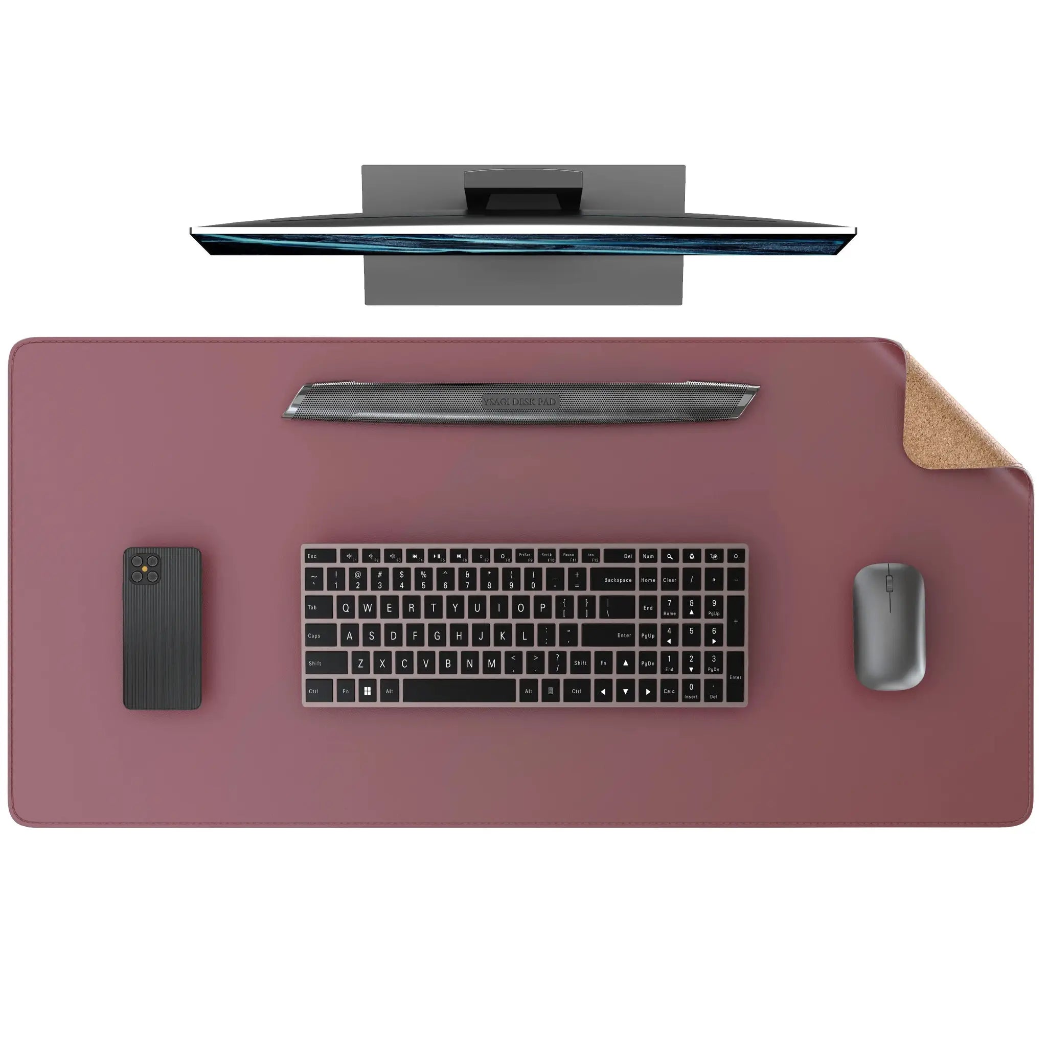 Dual Sided Desk Mat Leather Desk Pad Black Cork Desk Mat Protector Large Mouse Pad Desk Writing Pad for Office and Home