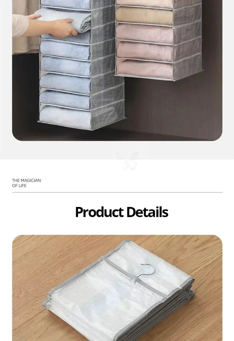Simples Market 2-pack hanging wardrobe organizers with multiple gray fabric pockets for pants, socks, shirts