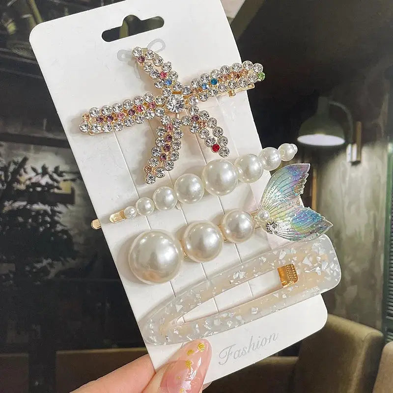 Korean Inspired Luxe Pearl Hair Clips With Geometric Alloy And Plastic Pins For Women Secure Fashion Accessory