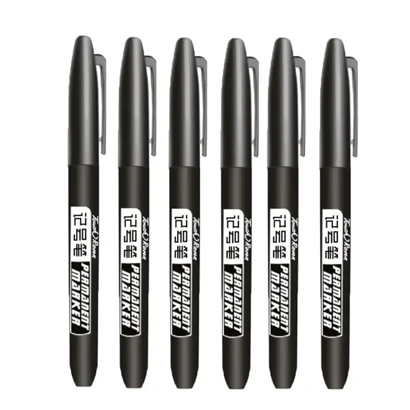 GraphixPro 6Pcs Permanent Marker Pens Set Black Blue Red Waterproof Ink Fine Tips For Manga Drawing