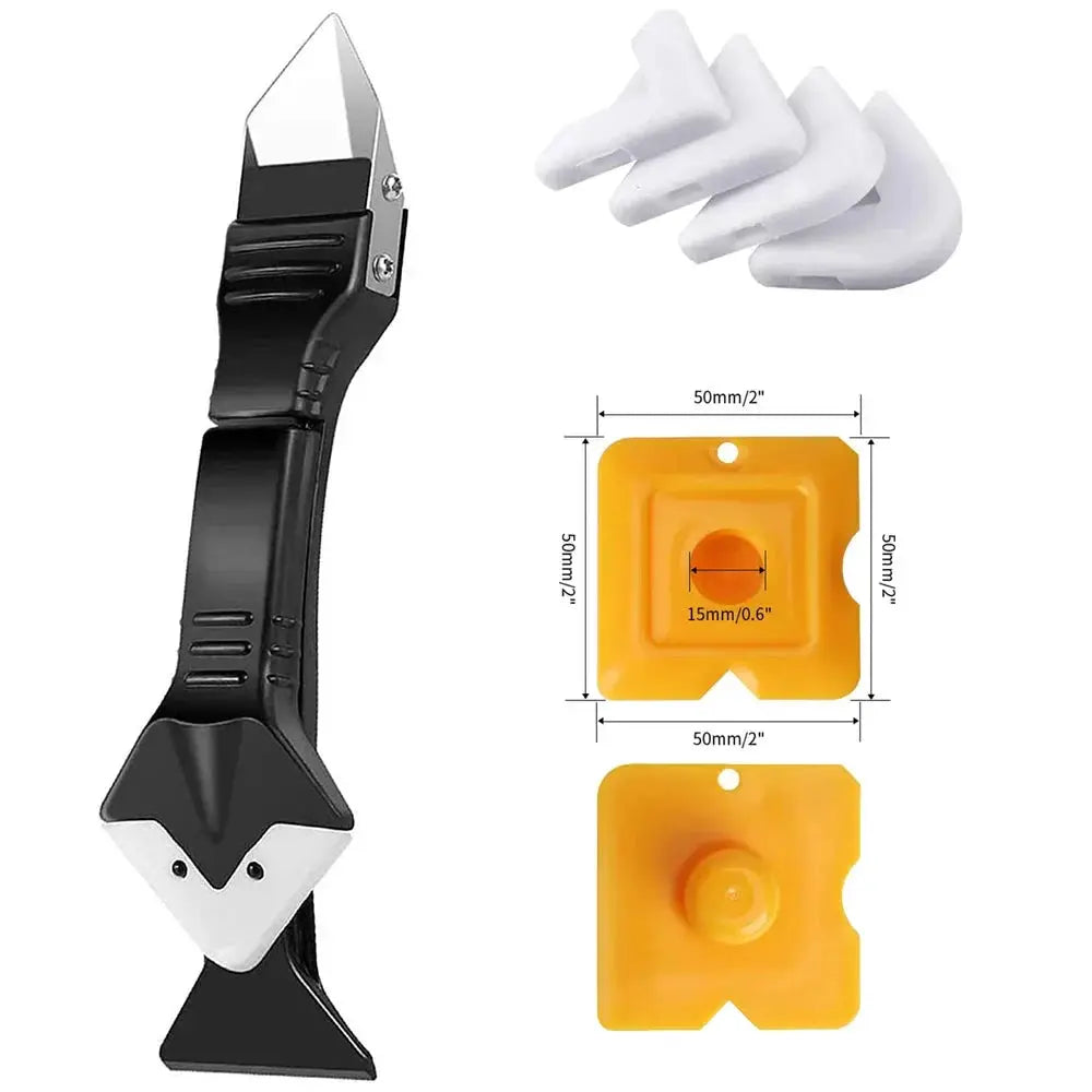 5-In-1 Silicone Scraper Squeegee Glue Remover Knife Caulking Tool Kit For Grout Crack Repair