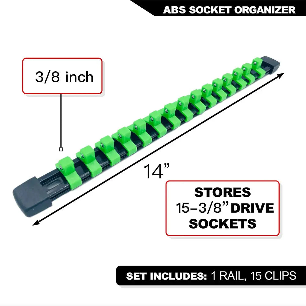 Durable Plastic Socket Organizer Rail Bracket For Quarter Inch Three Eighths And Half Inch Wrenches