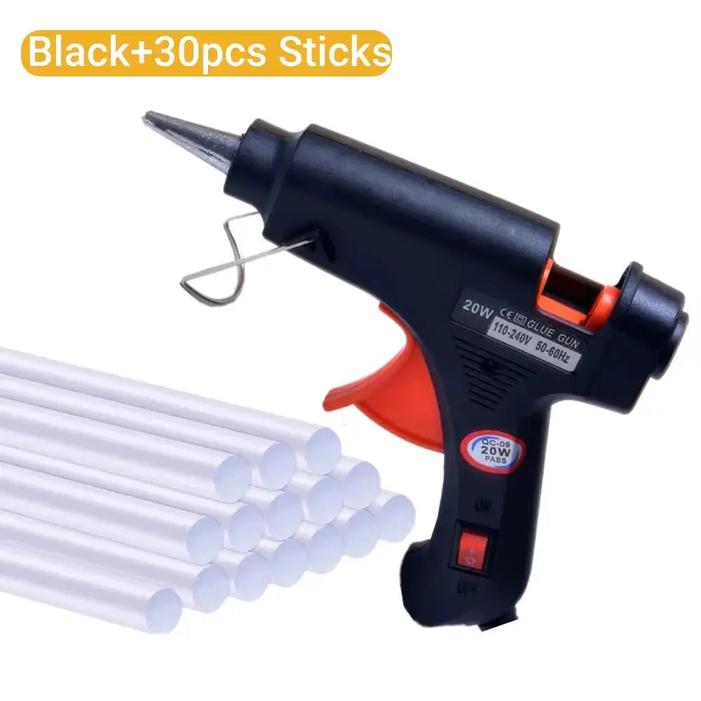 20W Hot Melt Glue Gun Mini DIY Tool For Household And Light Industrial Use 7mm Glue Sticks Anti Drip Nozzle EU Plug
