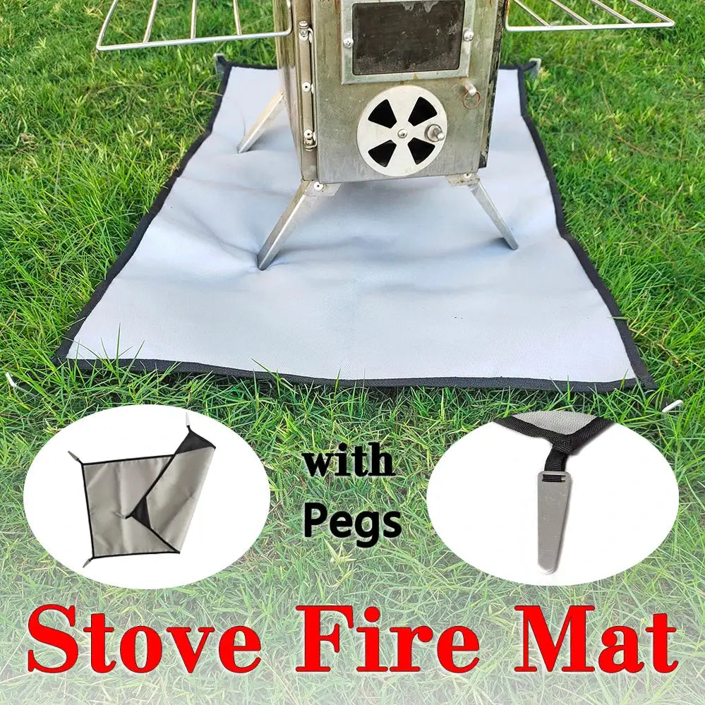 Camping stove fire mat Simples Market gray flame-retardant groundcloth with pegs
