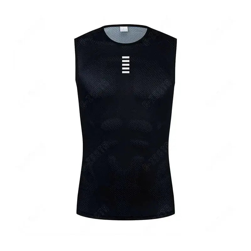 Mens Reflective Cycling Base Layer Sleeveless Vest Undershirt Quick Dry White Elasticated Fit Road Bike Jersey