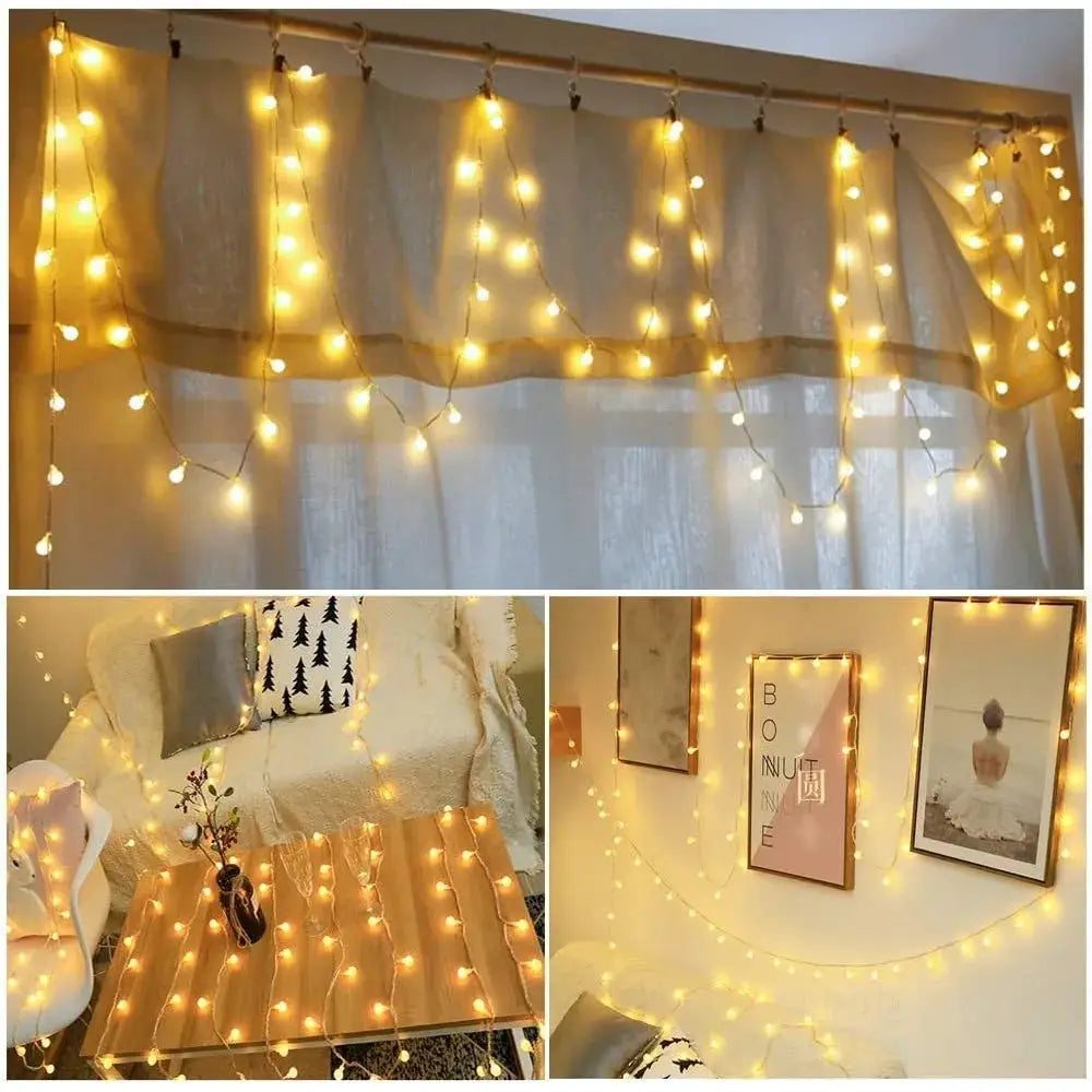 Garland Lights Outdoor 10M USB Battery Powered Ball LED String Lights For Weddings Gardens And Christmas Decoration