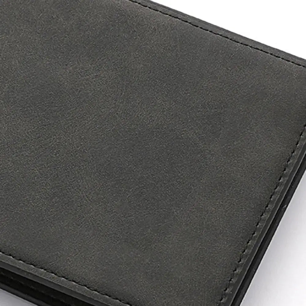 Men's PU leather wallet with multiple card slots, folding design and large-capacity coin purse in dark gray