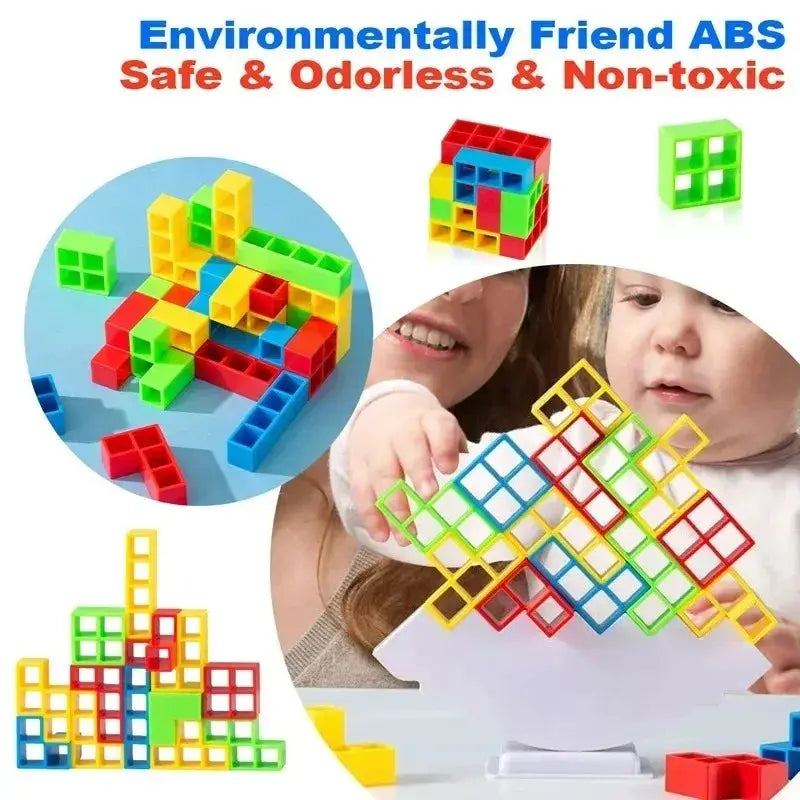 Jigsaw Building Block Toys for Kids, Balance Stacking and Construction Board Games for Tabletop Fun