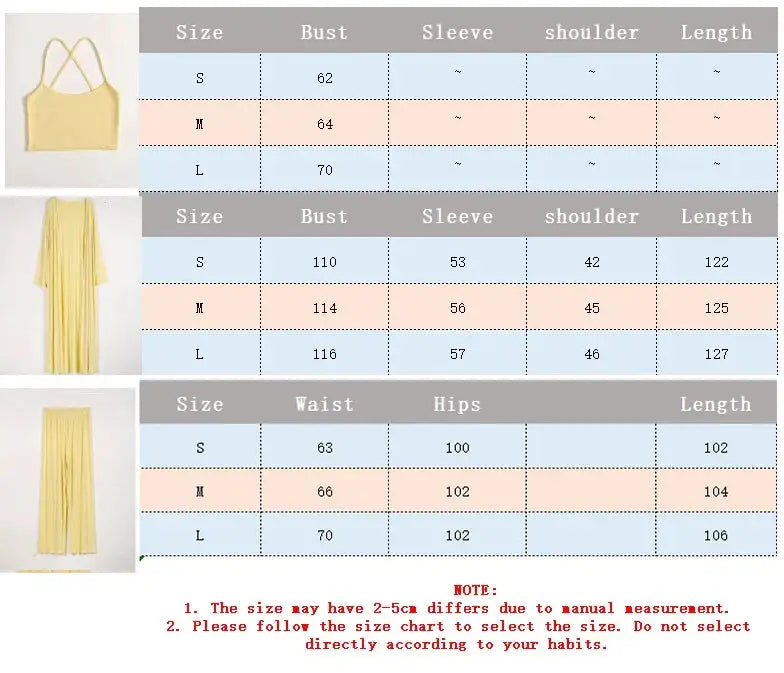 Modal Three Piece Women Set Long Sleeve Cardigan Vest High Waist Pants