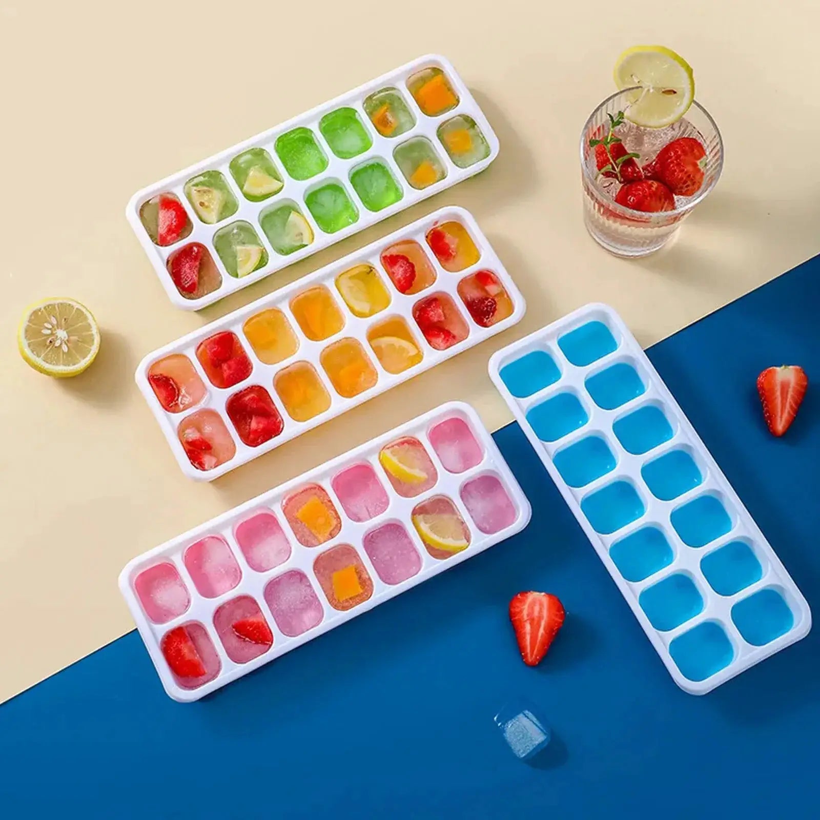 Silicone Ice Cube Tray With Lid 14 Cube Square Easy Release Molds For Cocktails Bar Kitchen