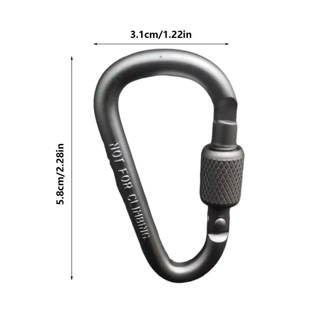Aluminum alloy locking D-shaped carabiner keychain with screw lock, gray, not for climbing
