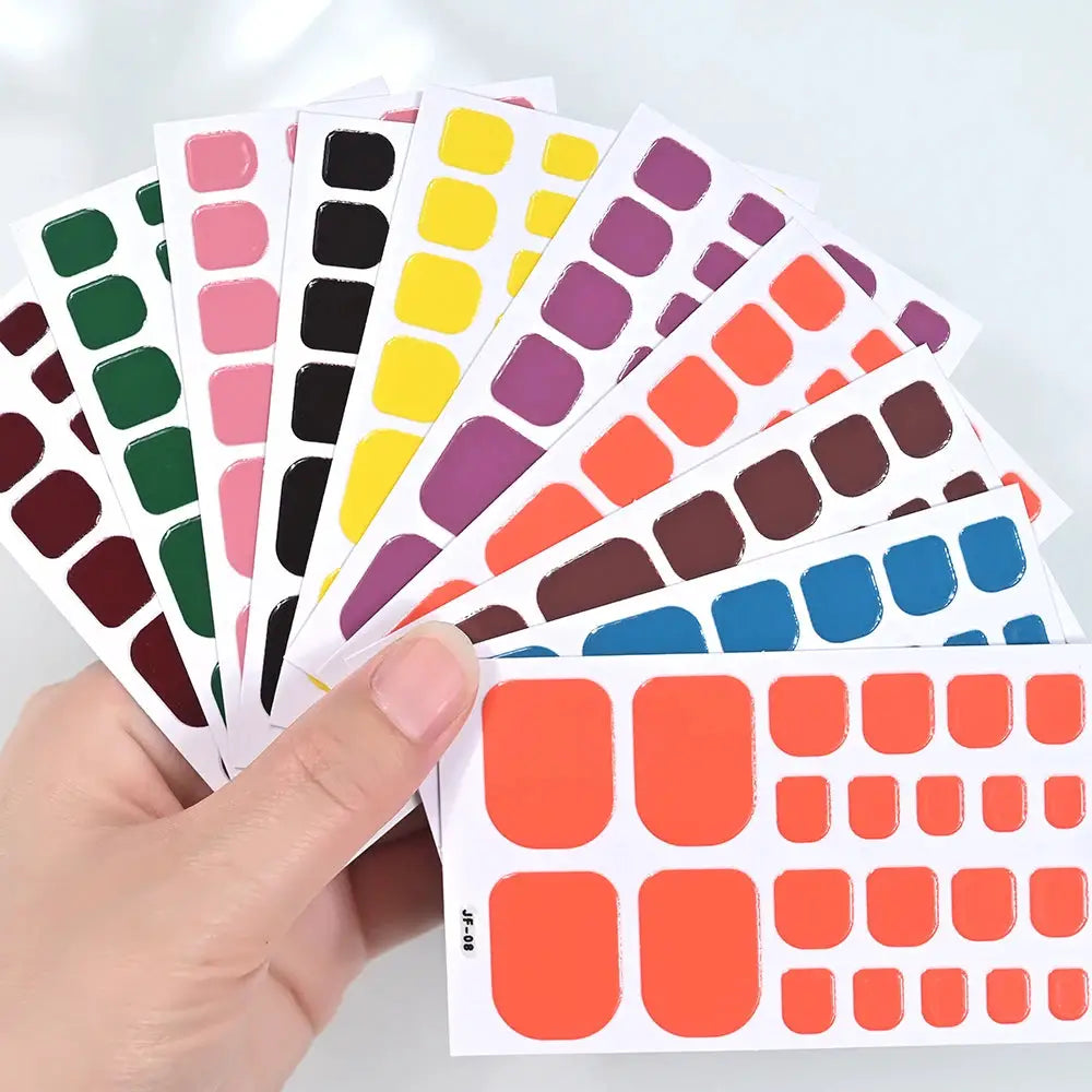 Simples Market toe nail sticker wraps; solid-color full-cover decals on color sheets