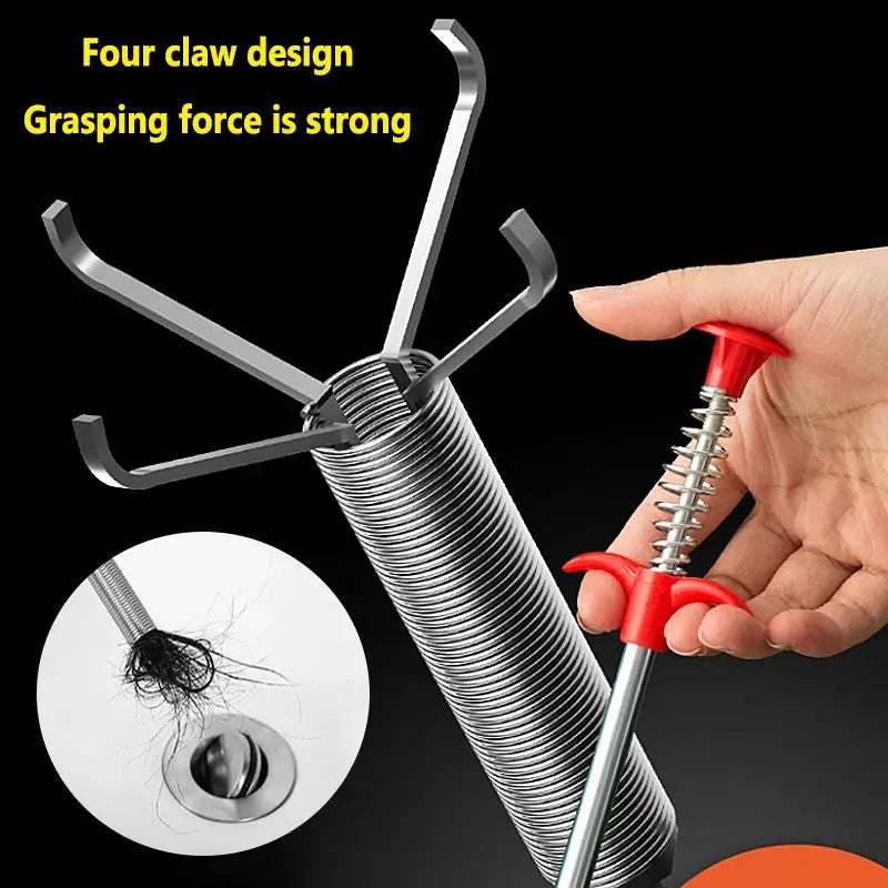 Plumbing Four Claw Hook Dredger Sewer Toilet Tool Manual Hair Clog Remover For Household Cleaning