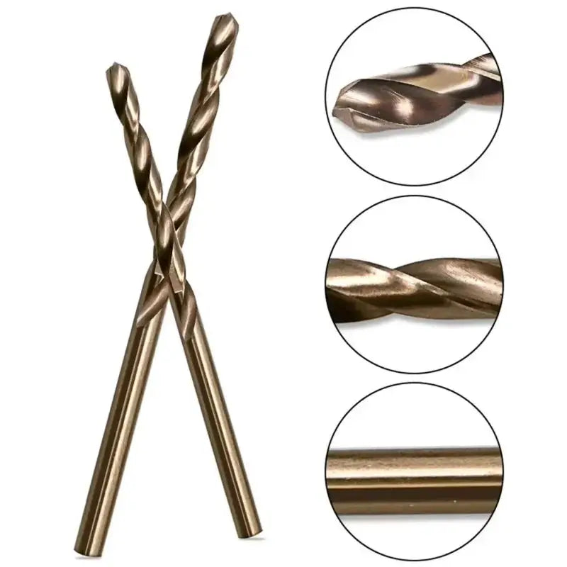 10 Piece Set HSS M35 Cobalt Drill Bits 1 To 3 Mm For Metal And Stainless Steel High Speed Coated Bits