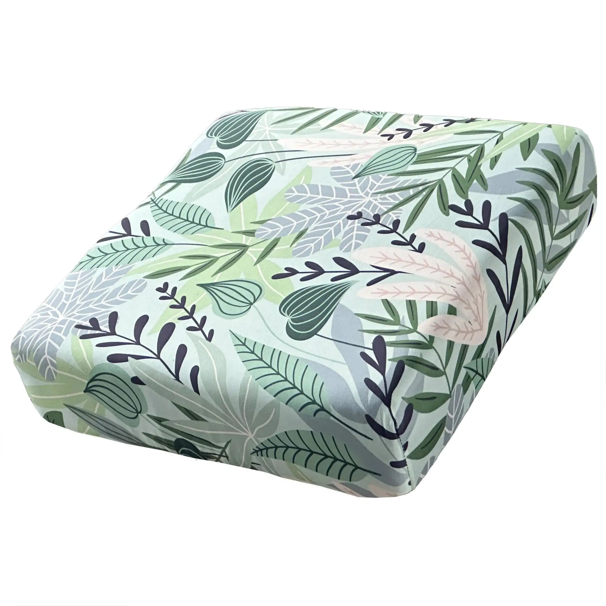 Tropical rainforest leaf printed milk-silk sofa cover by Simples Market; elastic and detachable.