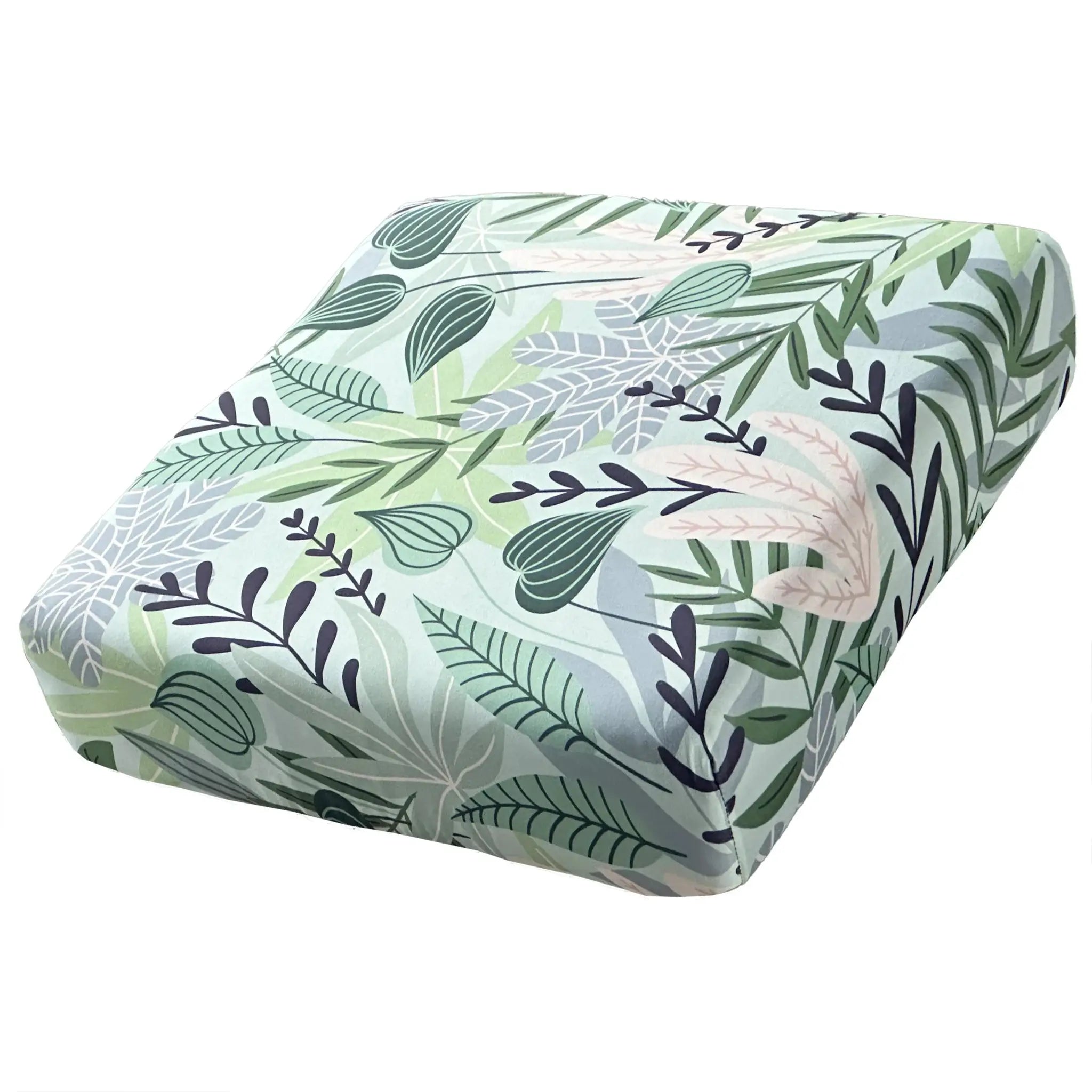 Tropical rainforest leaf printed milk-silk sofa cover by Simples Market; elastic and detachable.