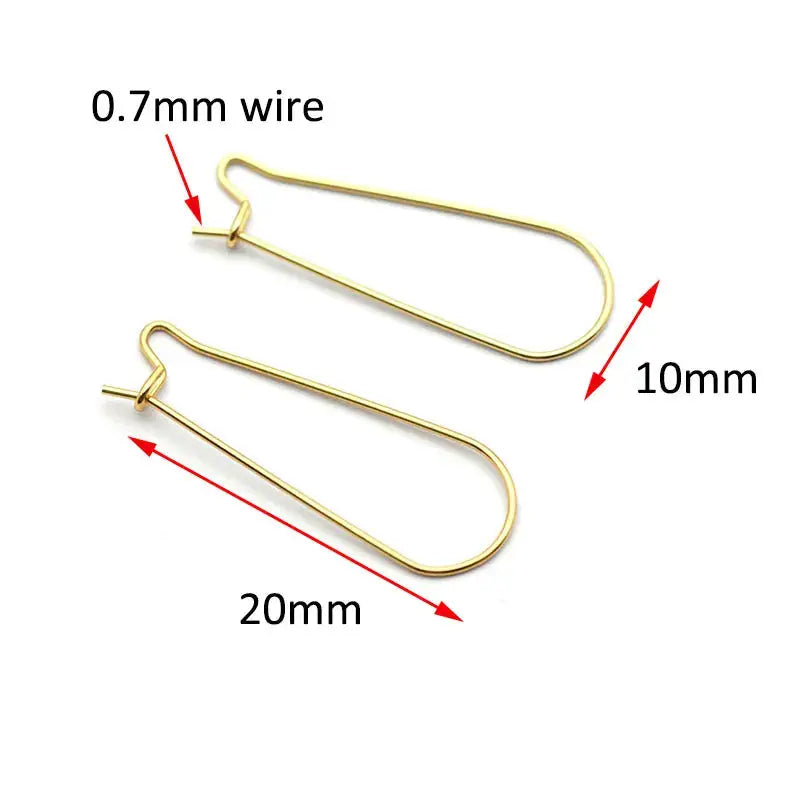 50pcs stainless steel earwire earring hooks for DIY jewelry making, gold-tone