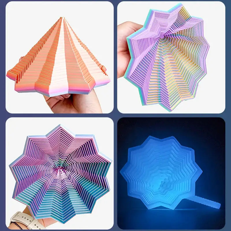 3D printing expanded sensory fidget star model by Simples Market, rainbow layered hexagon illusion