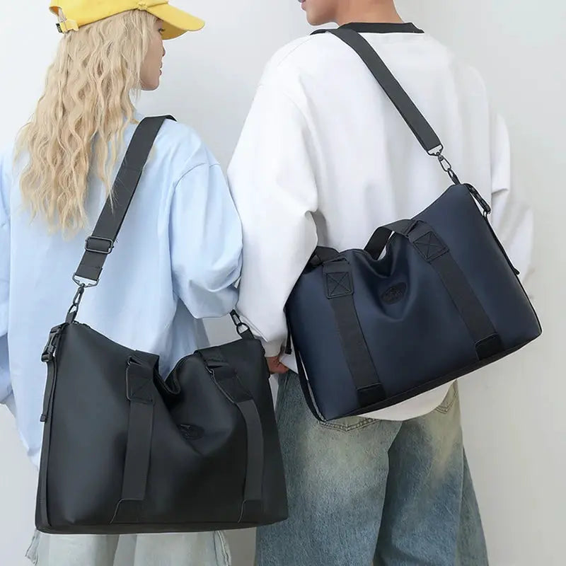 Travel duffel bags by Simples Market; navy and black Oxford cloth, waterproof (2 pieces)